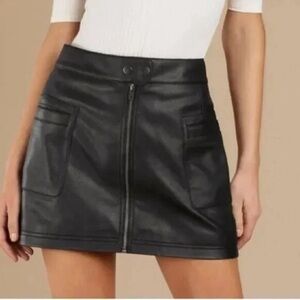 Free People black leather mini skirt Size 2